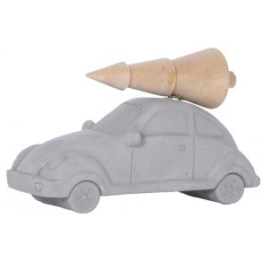 Ib Laursen - Bil med juletr p tag - i grt beton