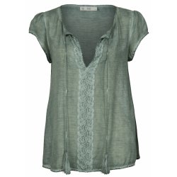 Ib Laursen - Anna Bluse med bindebnd og kvaster - stvet grn