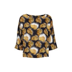 Prepair - Rosally Bluse med trekvart rmer - bl med gule blade