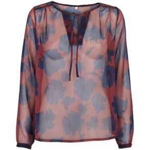 Prepair - Stine Bluse - rust med blt blomsterprint