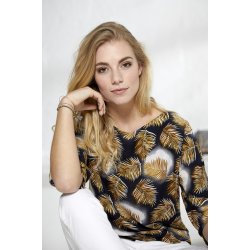 Prepair - Rosally Bluse med trekvart rmer - bl med gule blade