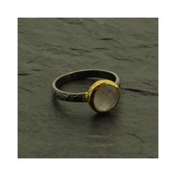 PURE Fingerring m/kvartskrystal Rosa 17 mm.