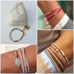 Lange perlereringe - Vinrd m. enkelte guldperler