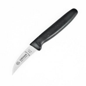 Giesser - Urtekniv med glat 6 cm buet klinge - sort greb